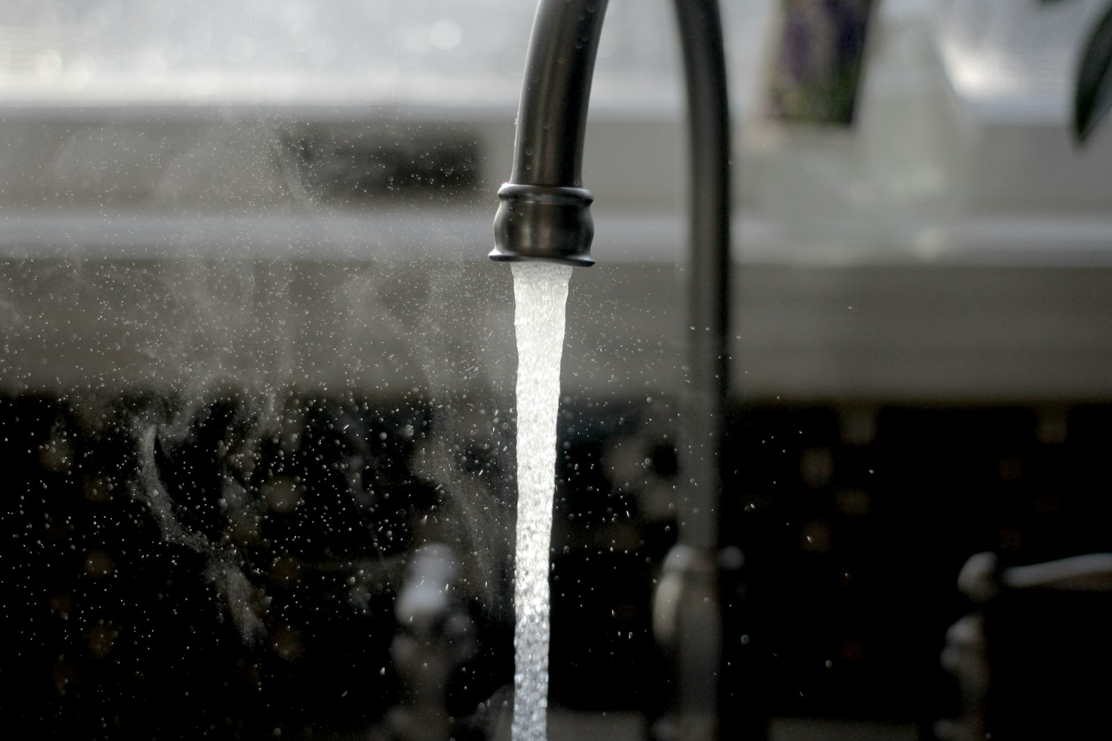 Water running from a kitchen tap